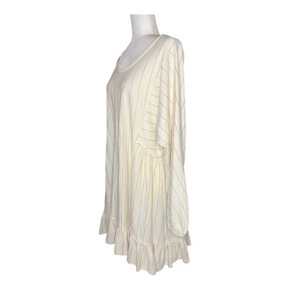 Free People Beach Cream Striped Ruffle Cotton Mini Dress SP - Picture 4 of 5